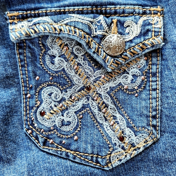 Wrangler "Rock 47" Bootcut Blue Western Coastal Cowgirl Jean | Women's Size 7x32 - Picture 7 of 10